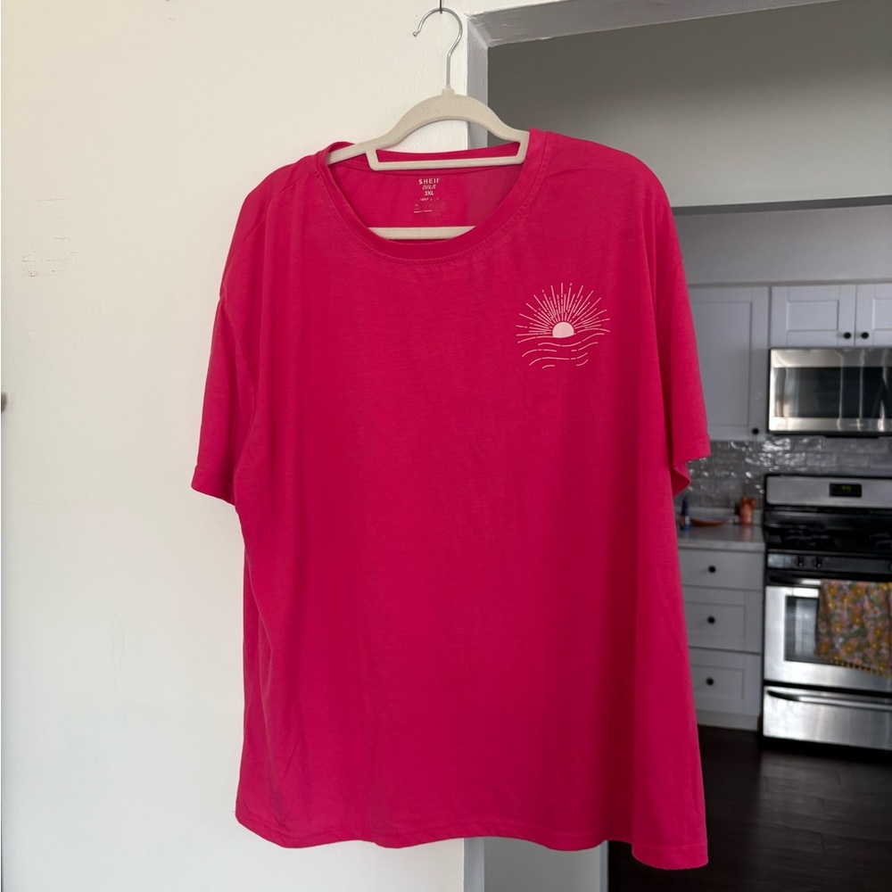 Pink Short Sleeve Tee with Sun Design